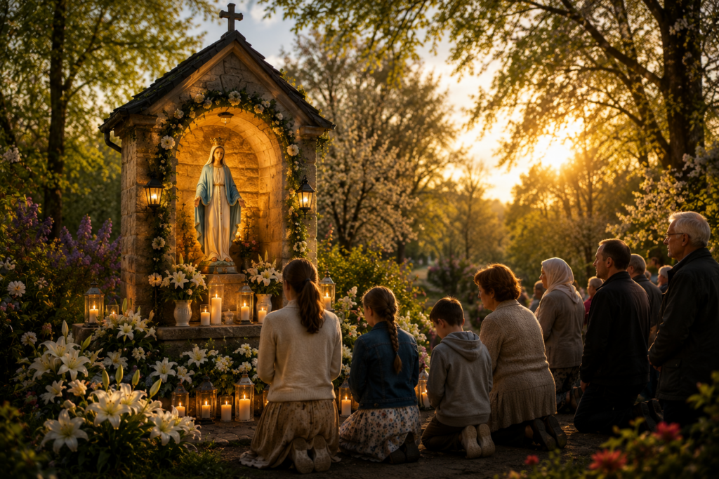 Nabożeństwa ku czci Matki Bożej w Maju.